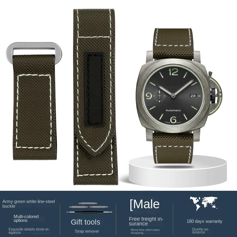 Nylon Canvas Watchband For Panerai PAM01118/01661/441 Sticky Carbon Fiber Wrist Strap Large Size Bracelet Accessories 24mm 26mm