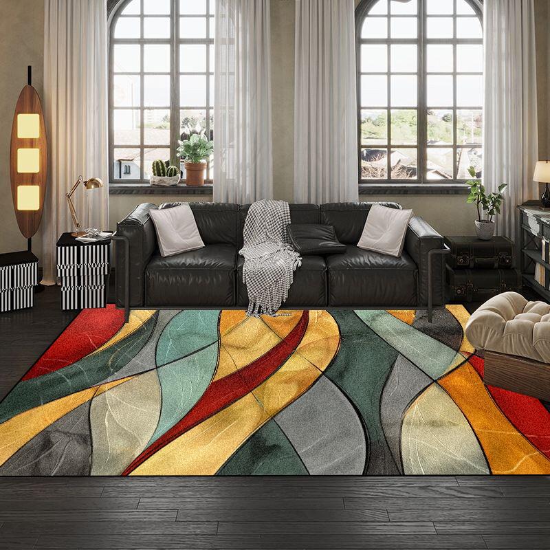 European Abstract Geometry Living Room Large Carpet Bedroom Non-slip Sofa Soft Rugs 140x200 Washable Leisure Balcony Foot Mats