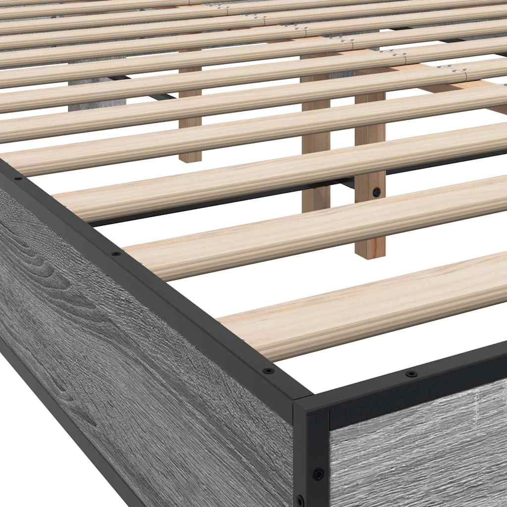 Bed Frame Gray Sonoma 120x200 cm Particleboard and Metal