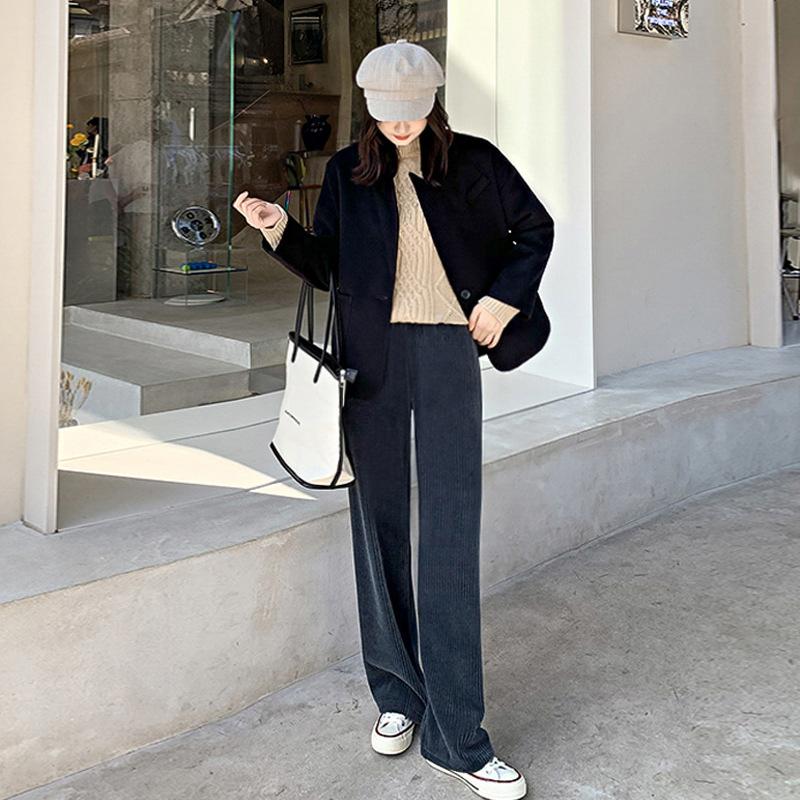 

Autumn and Winter Trousers Mopping Floor High Waist Drape Wide Leg Straight Pants 6XL