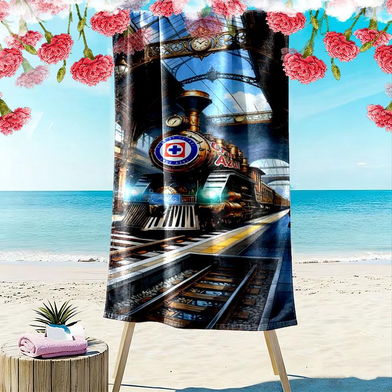 Cruz Azul Print Beach Towel, Large Soft Quick Dry Towel for Beach Camping Swimming