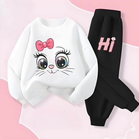 Long Sleeved Hoodies Sets for Girls Spring New Style Pullover Long Pant Two Piece Suit Children's Casual Outfits Kids Tracksuit