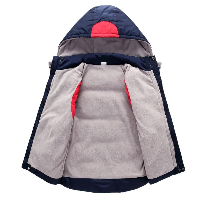 Zimní Teplé Dospívající Zesílené Svrchní Oblečení Barevné Patchworkové Mikiny s Kapucí Vesta pro Děti Chlapce Dívky