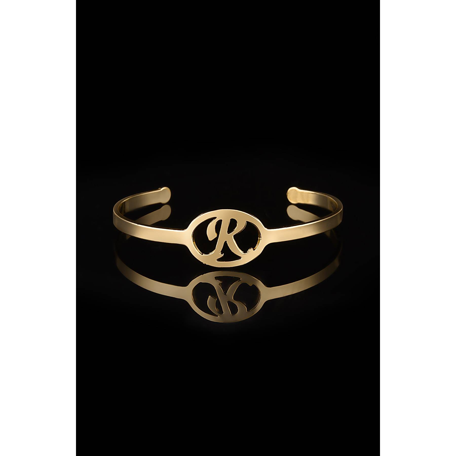 

Steel Gold Women s R Letter Cuff Bracelet