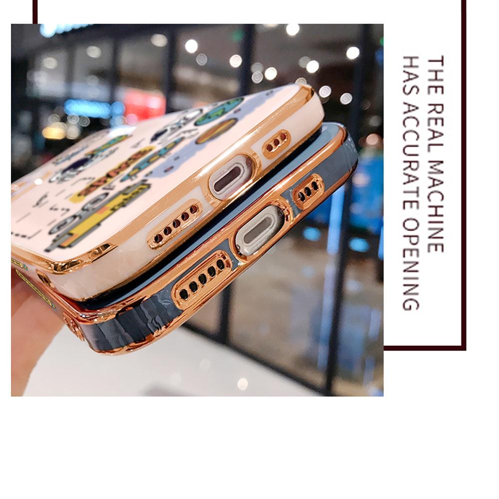 Colorful Printing Patterns Square Edge Pattern Casing Plated Phone Shell Luxury Plating Soft Phone Case for Huawei Honor Xiaomi Redmi