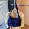 Trendy Nylon Material Shoulder Bag Pleated Design Large Capacity Crossbody Bag Lightweight Shopper Bag Casual Wear