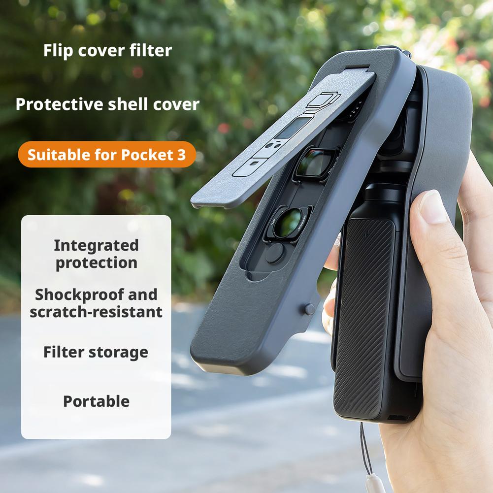 Protective Case For DJI Pocket 3 Flip Cover with 5 Filter Slots And Elastic Band Pocket 3 Accessories Anti-Scratch Cover