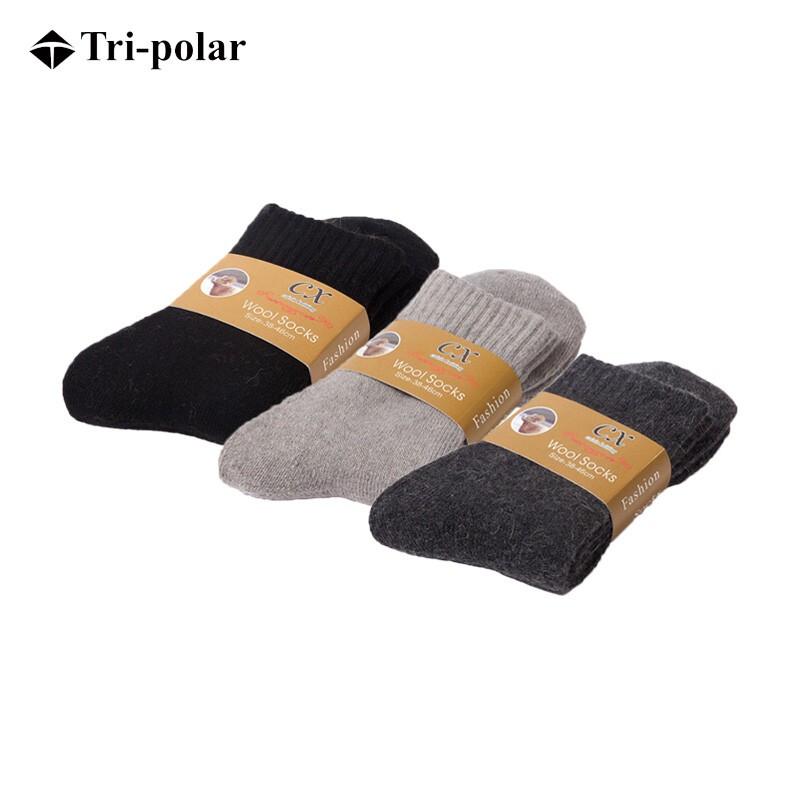 Tri-polar Men s Rabbit Wool Thermal Mid-Calf Socks (3-Pair Pack) 39-44