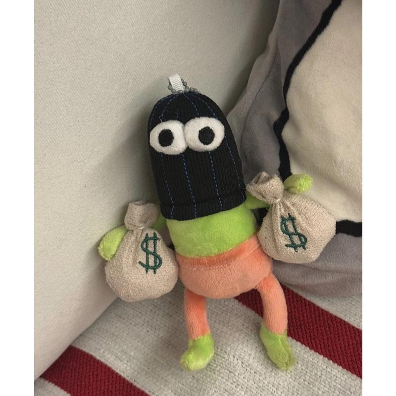 [Potdemiel Keychain Spongebob Squarepants Bizarre Castle Resident Black Hat Fish Funny Plush DIY Accessory]