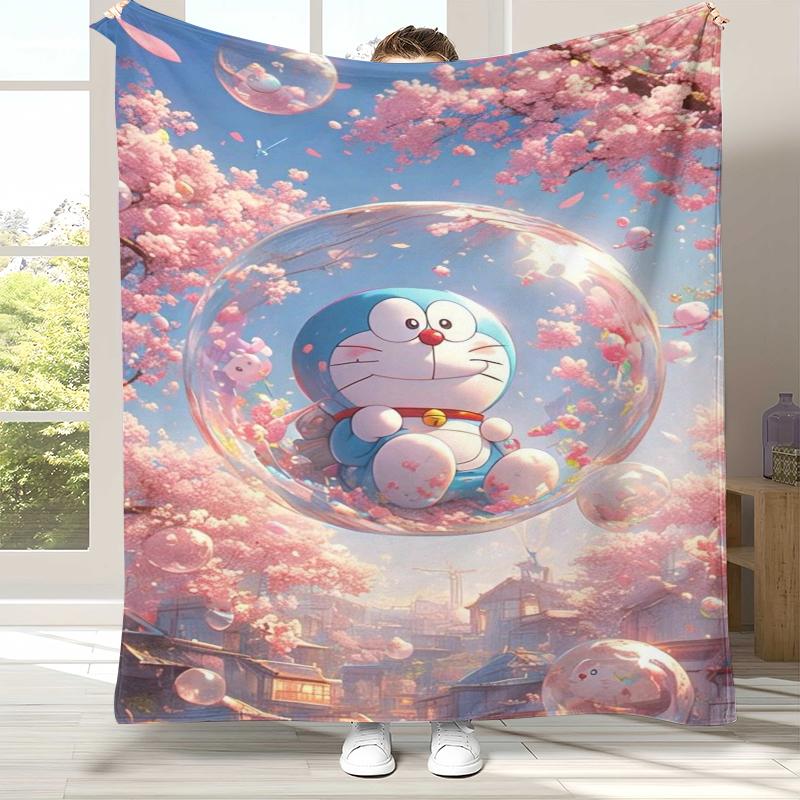 Dream Doraemon Cartoon Flannel Blanket,Ultra Soft Warm Plush Throw for Home Bedroom Bed Sofa Cover Office picnic gift kids 75x90cm