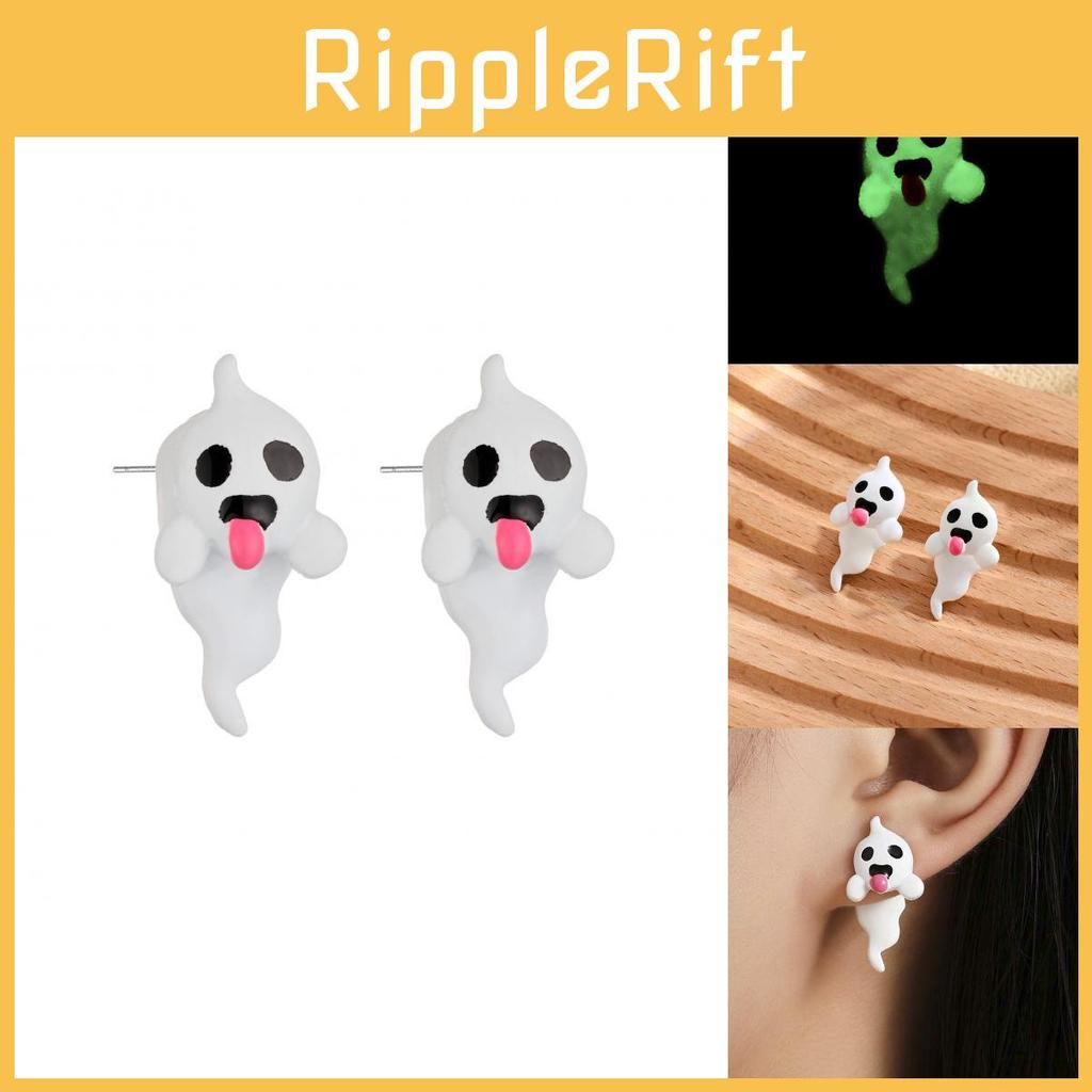 Stylish Halloween Ghost Earrings Chic Glow In The Dark Fashionable Studs For Women