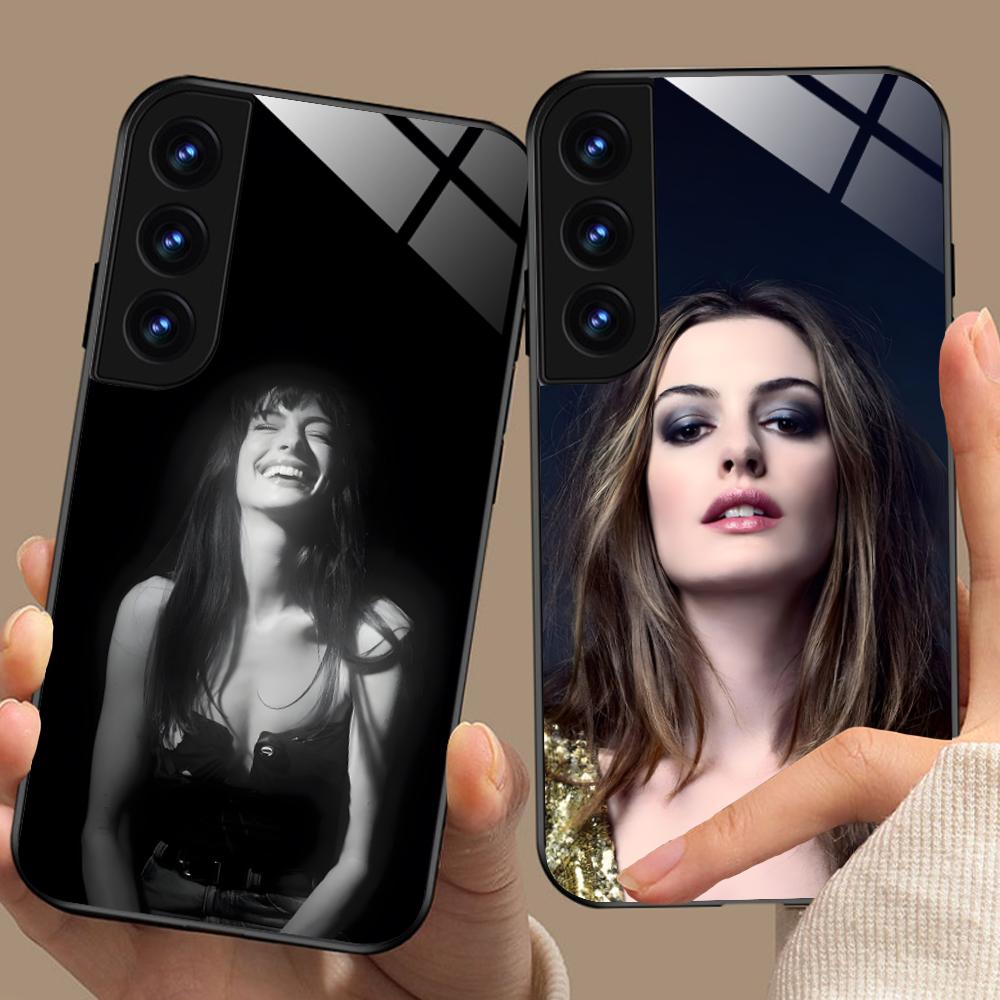 Anne Hathaway Mobile Phone Case for Samsung Galaxy S26 S25 S24 S23 S22 S21 S20 Note20 Plus FE Ultra Glass Colorful Cover Pretty
