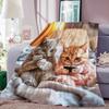 1pc Warm Kitten Thin Blanket Flannel Throw Blanket for Sofa, Bed, Travel, Camping, Livingroom, Office, Couch, Chair, And Bed