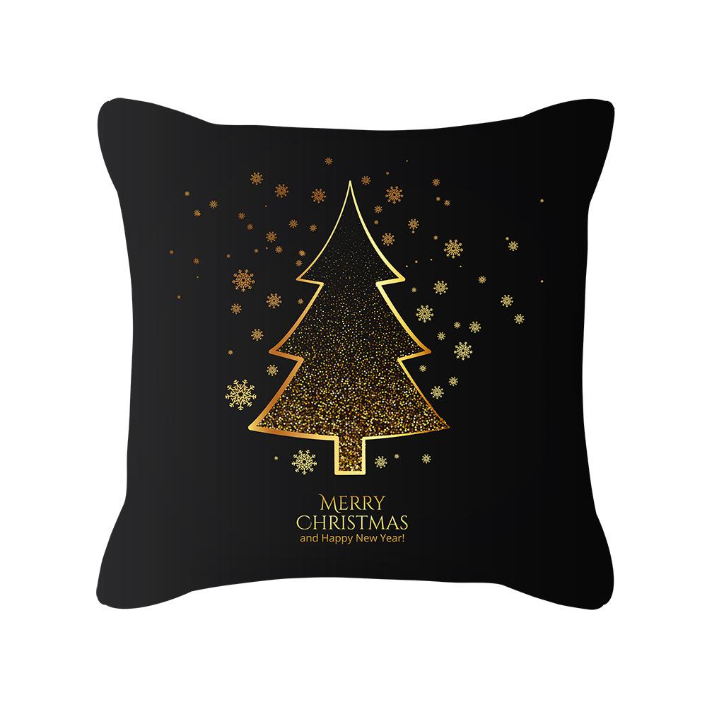 Pillow Peach Velvet Black Gold Christmas Pillow New Snowflake Letter Sofa Bedside Pillow Cover