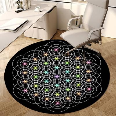 1pc Sacred Geometry Mandala Round Carpet, Made of Polyester,Perfect for Decorating Office Chairs, Living Rooms