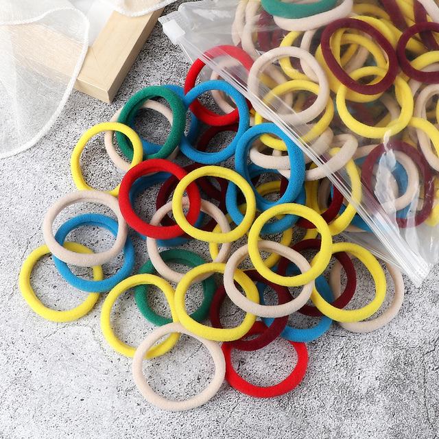 50 Solid Color Elastic Hair Ties - 4cm Girl's Ponytail Rings, Hot Sale Hair Accessories