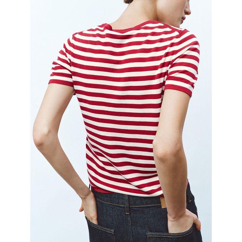 Za2025 Summer New Women Clothes Versatile Stripe Round Neck Short Sleeve Comfortable Knitted Top 2893028 067