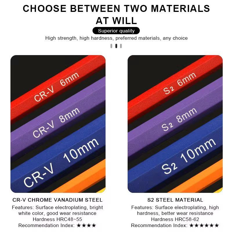 RIDERACE Bicycle Hex Key Set S2 CR-V Steel Service Wrench Colorful Hexagon Spanner Flat Ball Opening MTB Bike Repair Tool Kit