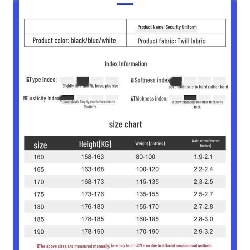 Hanlang Men's Summer Long-Sleeve Security Work Uniform Set