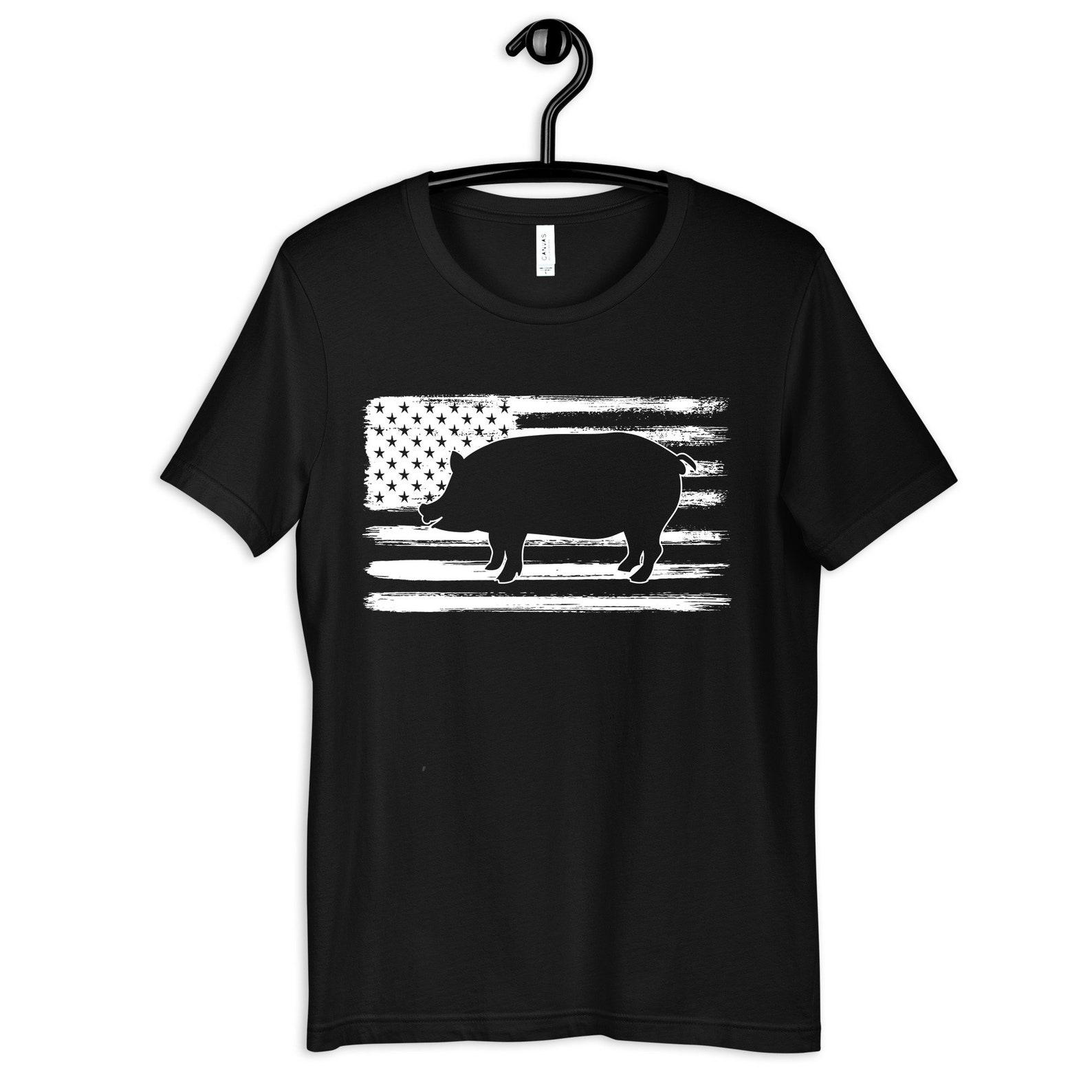 Pig USA Flag T-Shirt, Farmer American Flag T-shirt, Kids Tee, T-shirt, Tank Top, Womens Shirt S