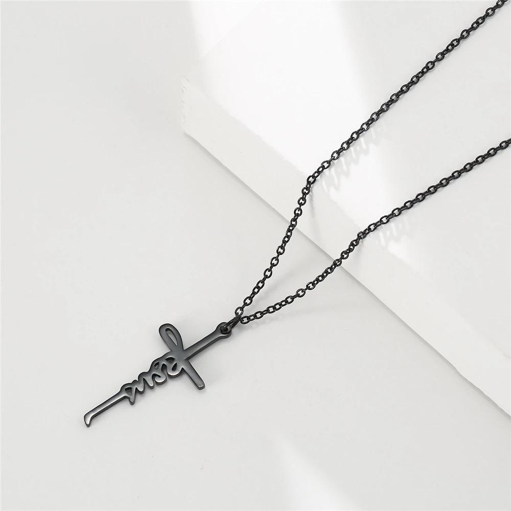 Cazador Stainless Steel Jesus Cross Pendant Necklace for Women Faith Hope Strength Choker Necklace Jewelry Gifts 2026 Wholesale