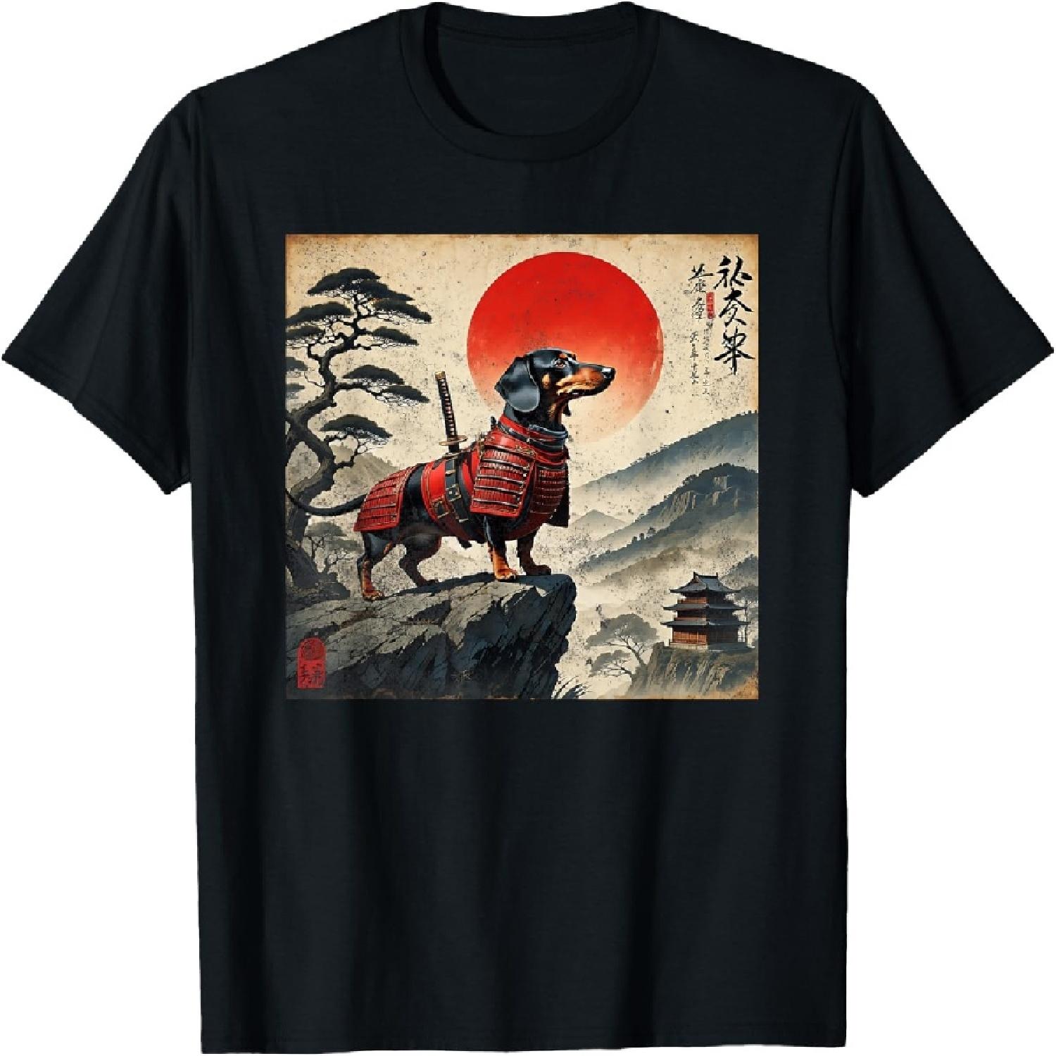 

Vintage Dachshund Samurai Wiener Dog Japanese Ukiyo-e Art T-Shirt for Men Women Kids XXXXXL