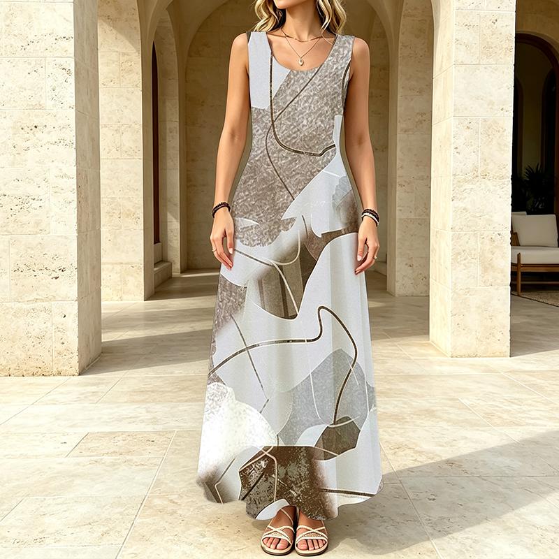 Women's A-Line Sleeveless Loose Maxi Dress,Lightweight Flattering Slimming Dress for Daily Commute & Home,Versatile Fashion Casual Dress
