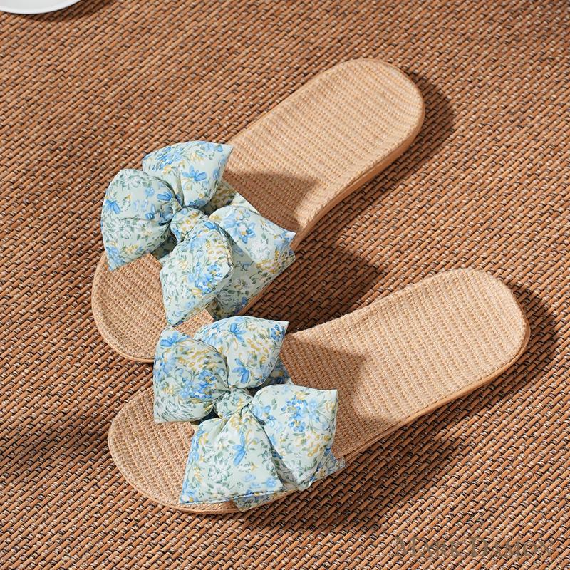 Damen Sommer Leinen Schleife Hausschuhe - Vielseitige Indoor & Outdoor Weichsohle 2025 Edition