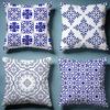 Blue and White Porcelain Cushion Cover Soft Decorative Pillow Case Suitable for Bedroom Sofa Car Travel Use