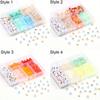 1set 6 Grid 6mm Acrylic Bead Letter Kit Flat Circular Transparent Polymer Clay Bead for Jewelry Making Kit with DIY Bracelet Necklace Elastic Rope Box