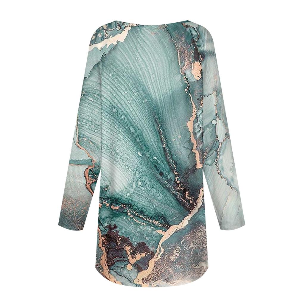 Modisches, lässiges, langärmliges T-Shirt mit Rundhalsausschnitt und Aufdruck für Damen in Übergröße