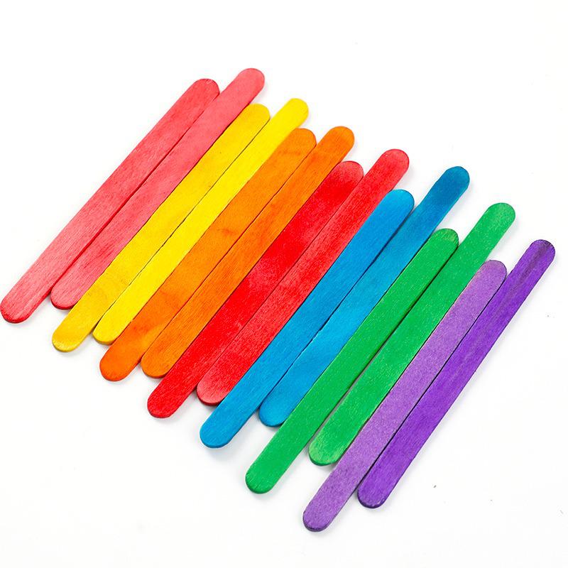 Natural Birch Wood Ice Cream Sticks, 50-Pack for DIY Models and Beauty Mixing