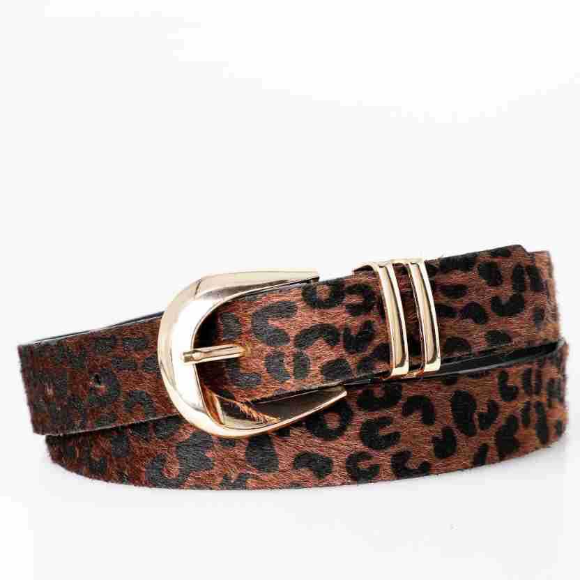 Elegant Metal Buckle Retro Women's Belt Leopard Print PU Leather Waistband Belts All-match Matching Jeans, Dresses & Casual Wear