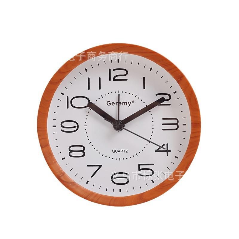 Creative Cute Wood Grain Color Student Bedside Alarm Clock, Children's Bedroom Clock, Desktop Clock