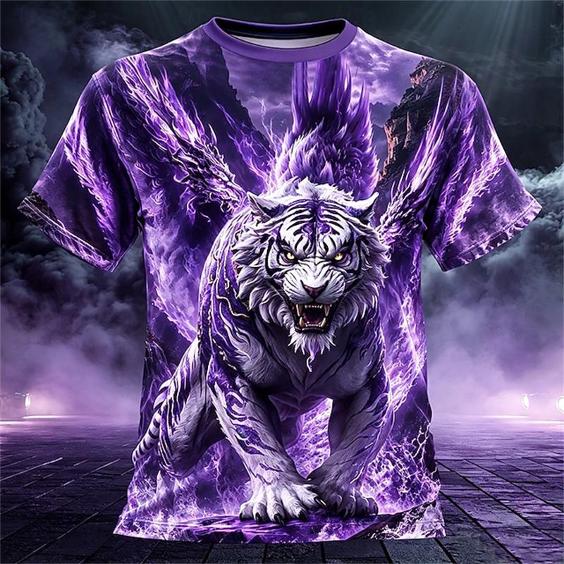Summer Men's 3D Animal Print Crew Neck T-shirt