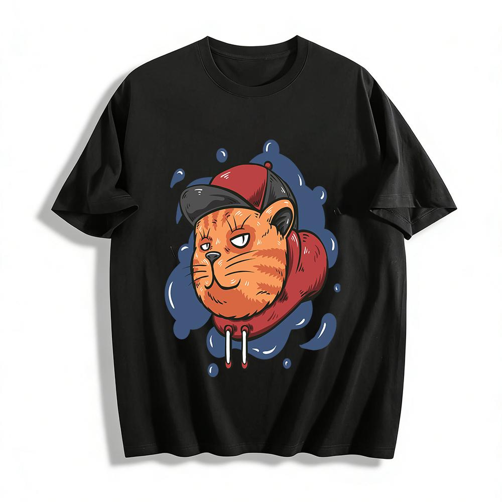 Cool Street Style Sassy Tiger Print Casual Top Pure cotton T-shirt XXS