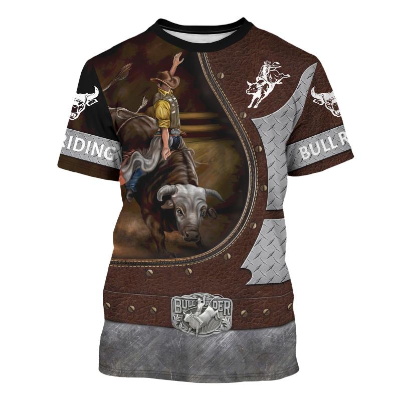 3D Full Print Bull Riding Graphic Men's T-Shirt For Men Summer Short Sleeve Fashion Casual O Neck T Shirt Streetwear Man Gifts