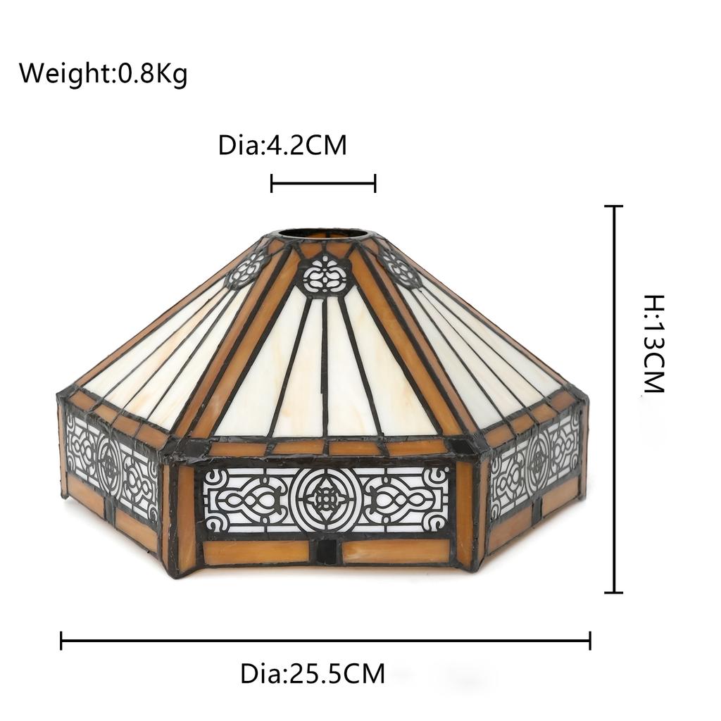 Vintage Stained Glass Lamp Shade 10" Brown Hexagon Stained Glass Lamp Shade - Vintage-Inspired Perfect for Pendant Floor Lamps