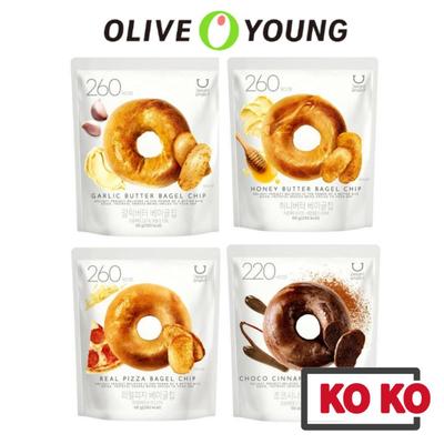 Olive Young Bagel Chips 60g (4 Geschmack) / Knoblauchbutter / Honigbutter / Echte Pizza / Schoko-Zimt / Koreanische Chips