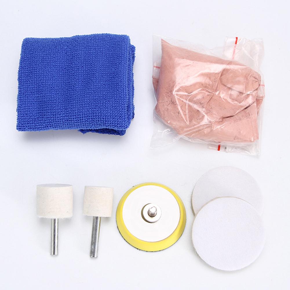 8Pcs/Set 50g Cerium Oxide Powder Watch Glass Screen Polishing Kit Cleaning Scratch Removal Polishing Backing Pad