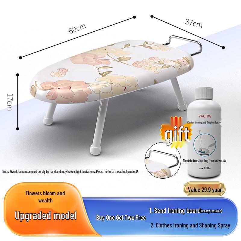 Folding Mini Ironing Board with Ironing Pad and Clothes Rack