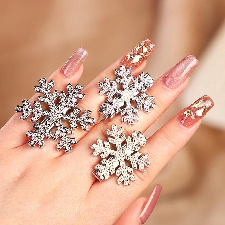 2pcs/set Shinny Snowflake Crystal Hair Clips for Women Girls Sweet Bangs Side Clip Glitter Hairpins Wedding Christmas Headwear