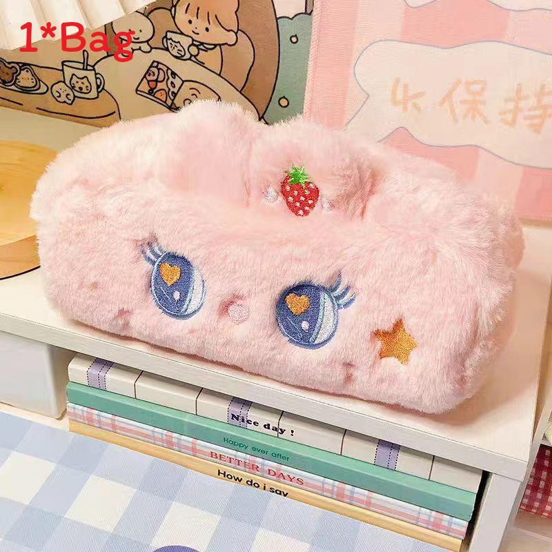 Plush Pencil Case For Students Large Capacity Girl Boy School Supplies Organizer For Middle School