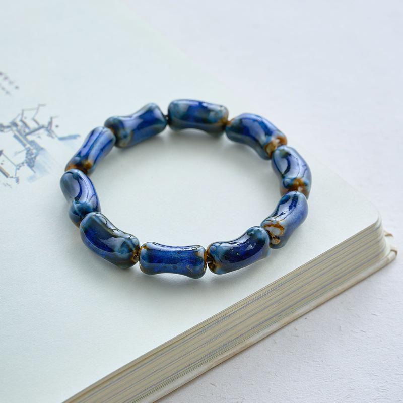 

Этнический браслет из костяного керамического бисера - Унисекс, китайский стиль для пар, студентов и друзей