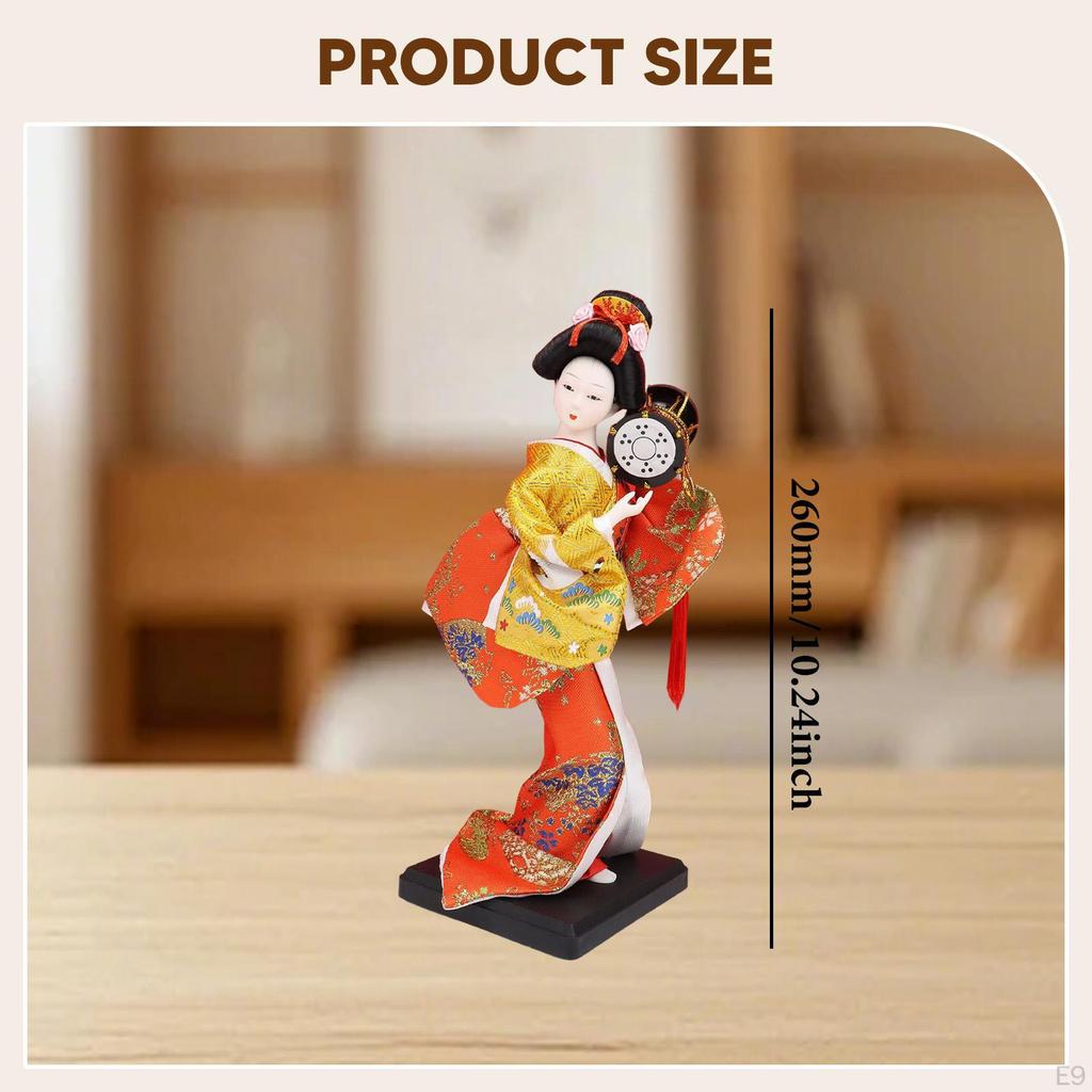 Ethnic Japanese Geisha Doll Collectible Figurine Female Statue Kimono for Home Office