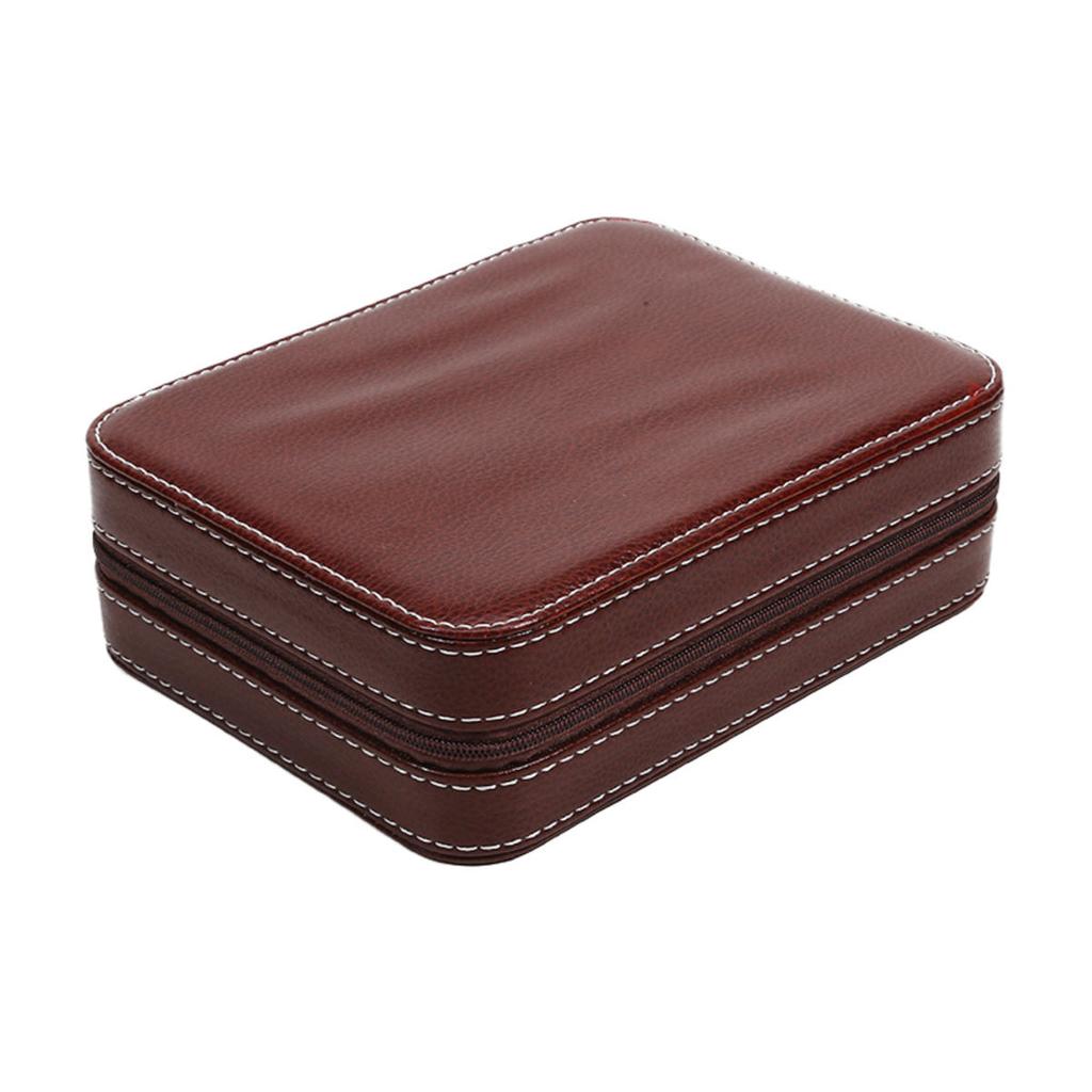 Slots Embedded Portable Travel Storage Bag For Watch/Daily Necessities Storage Box Leather Zipper Watch Box