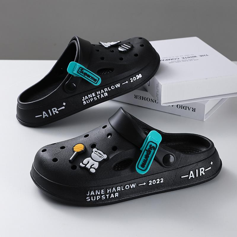 Hole Shoes Men's New Year Couple Platform Slippers Bag Head Sandals Non-slip Casual Soft-soled Beach Shoes Men
