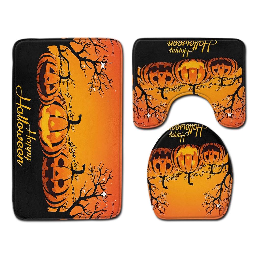 Halloween Bathroom Toilet Three-Piece Floor Mat Doormat Bathroom Carpet