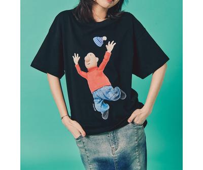Trend mody Krótki rękaw T-shirt z nadrukiem wzoru postaci anime Okrągły dekolt Top Casualowy Luźny Streetwear Unisex Koszulki sportowe