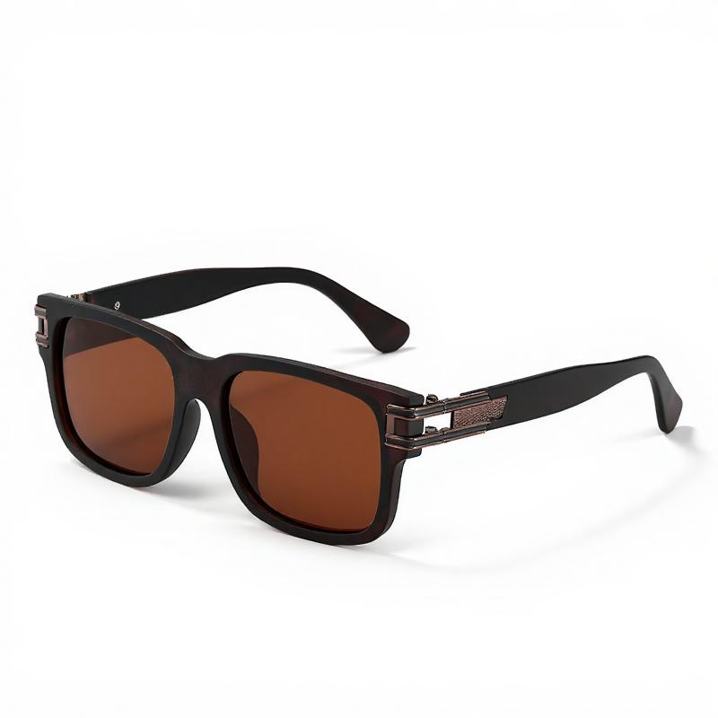 

New Oversized Square Polarized Men Sunglasses With Metal Trims Minimalist And Sleek-Styled Shades 853 коричневый